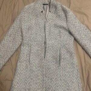 Vici Herringbone Trench Coat - Black and White